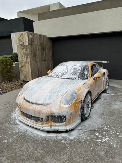 Porsche 911 GT3 RS getting a foam wash at A.L Details